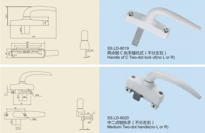 Handle Aluminum / Zinc Window Door Accessories Series For Two Lock Handle