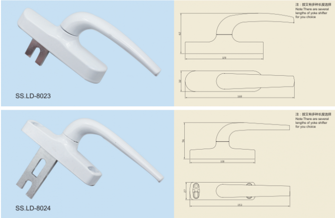 Handle Aluminum / Zinc Window Door Accessories Series For Two Lock Handle