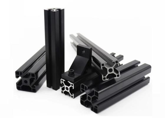 Sistem Bingkai Ekstrusi Aluminium Anodized 6063 Hitam Profil Aluminium Berbentuk T