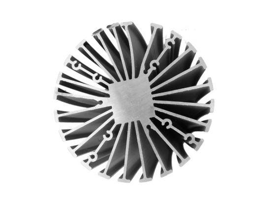 Profil Ekstrusi Heatsink Aluminium LED T66 Silvery Anodized